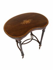Edwardian Inlaid Mahogany Kidney Shape Table
