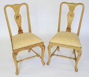 Fine Pair Chinoiserie Decorated Side Chairs Circa 