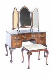 Mahogany Dressing Table Mirror & Stool 1930s