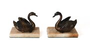 Pair Art Deco Spelter Swan Figures / Book Ends