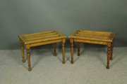 Pair Edwardian Oak Luggage Stands
