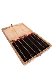 Set 6 Cased Cherry Cocktail Sticks 1930s