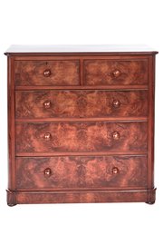 Victorian Walnut 5 Drawer Round Corner Chest 
