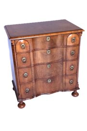 Walnut Queen Anne Style 4 Drawer Chest Circa 1920s