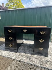 Early 20th  Century Ebonised Twin Pedestal Desk