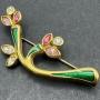 1980s Grossé Gold Plated Floral Gemstone Brooch