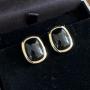 1980s Pair of Christian Dior Gold & Onyx Earrings