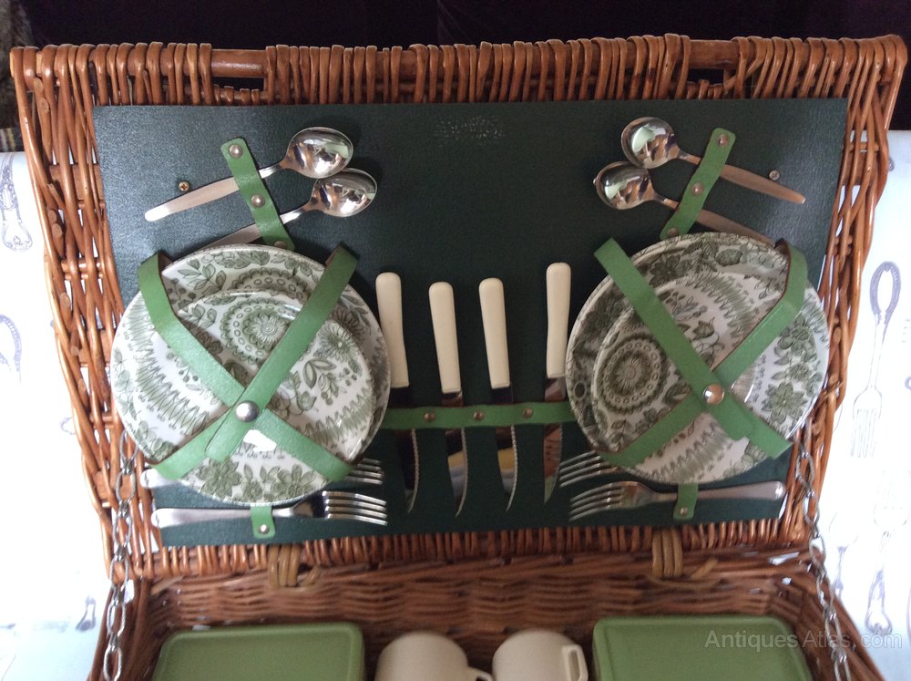 Antiques Atlas Brixton 4 Person Wicker Picnic Hamper C 1960s