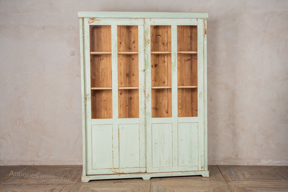 Antiques Atlas Large Vintage Cupboard With Half Glass Doors