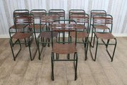 Set Of 10 Vintage Slatted Stacking Chairs