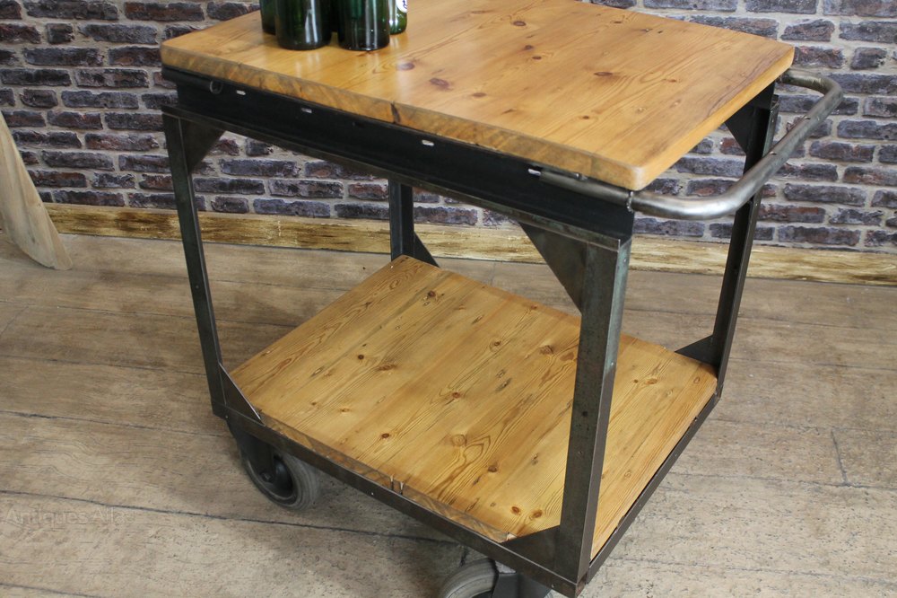 Antiques Atlas Vintage Industrial Steel And Pine Trolley