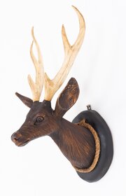 Carved Black Forest Style Stags Head