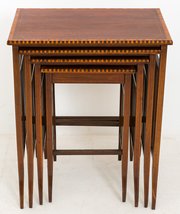 Mahogany Inlaid Nest Of 4 Tables