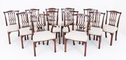 Good Set Of 12 Mahogany Gothic Style Dining Chairs