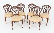 Pretty Set Of 6 Victorian Walnut Chairs