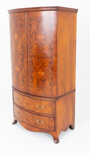 Regency Revival Burr Walnut Bow-Fronted Wardrobe