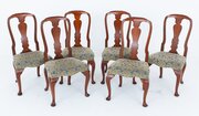 Set Of 6 Queen Anne Style Cherry Dining Chairs