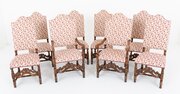 Set Of 8 Oak Jacobean Style Dining Chairs
