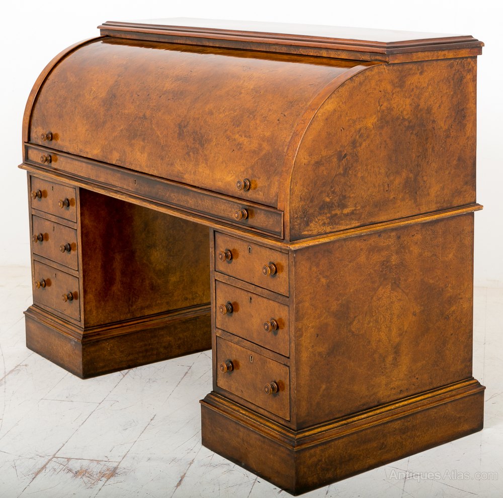 Stunning Victorian Burr Walnut Cylinder Desk Antiques Atlas