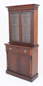 Victorian Mahogany Glazed Secretaire Bookcase