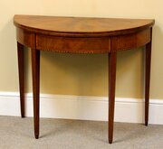 19thc. Fruitwood & Mahogany Demi Lune Card Table