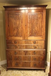 19thc. Mahogany Secretaire Linen Press On Chest