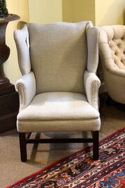 19thc. Mahogany Wing Armchair