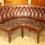 19thc Mahogany & Leather Button Back Corner Sofa