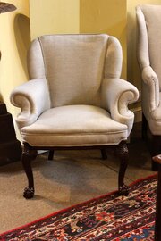 19thc. Walnut Wing Armchair