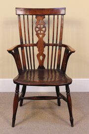19thc. Yew, Ash & Elm Windsor Arm Chair