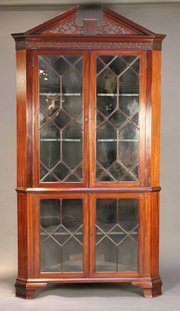 A 19thc. Mahogany Glazed Corner Cabinet