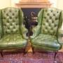 A Pair of 19thc. Leather Wing Armchairs