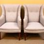 A Pair of Late 19thc. Small Walnut Wing Armchairs