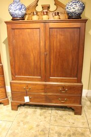 Late 18thc. Mahogany Linen Press 