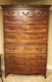 Late 18thc. Mahogany Secretaire Chest On Chest