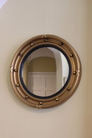 Late 19thc. Gilded & Ebonised Round Mirror