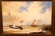 Pair Of 19thc Oil On Board Marine Scene Paintings