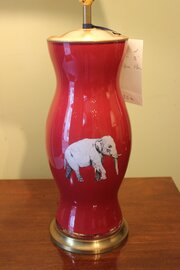 Pair Of Red Porcelain Lamps