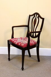 Set Of Six (2 Plus 4) C. 1900 Mahogany Dining Chairs
