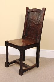19thc Adzed Solid Oak Chair 