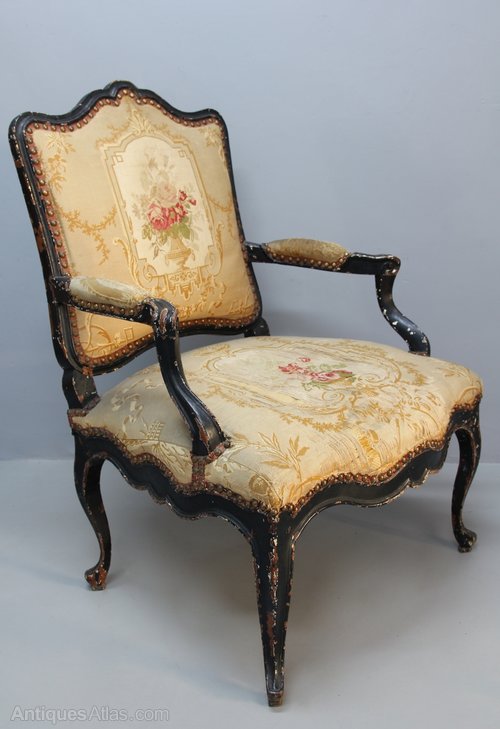 19th Century Upholstered Open Armchair. U411