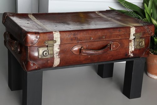 Antique Leather Suitcase by H. Greaves. V195