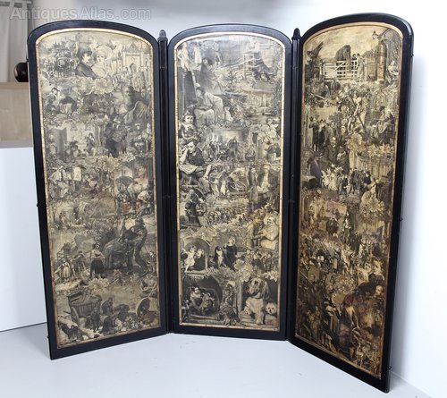Victorian Decoupage Reversible 3-Fold Screen