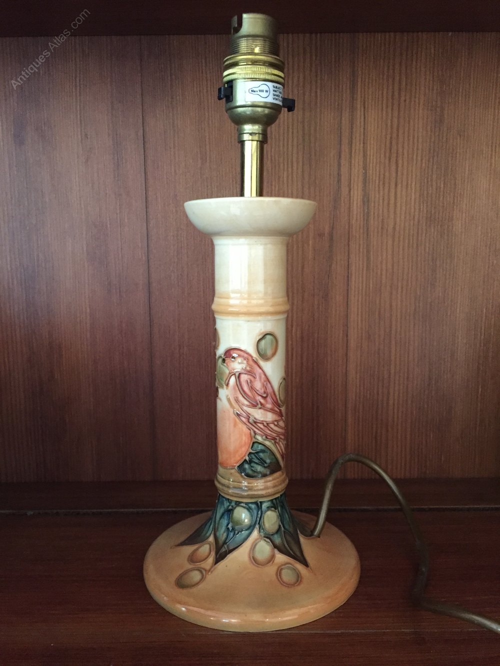 Antiques Atlas Moorcroft Finches Candlestick Lamp Base Moorcroft Finches Candlestick Lamp Base