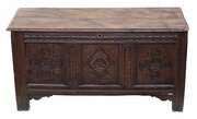 18th Century Carved Oak Coffer With Candle Box