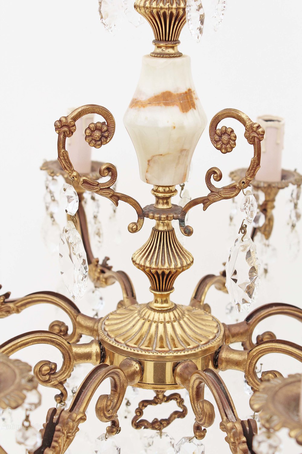 Antiques Atlas 8 Lamp Ormolu Brass Bronze Onyx Crystal Chandelier