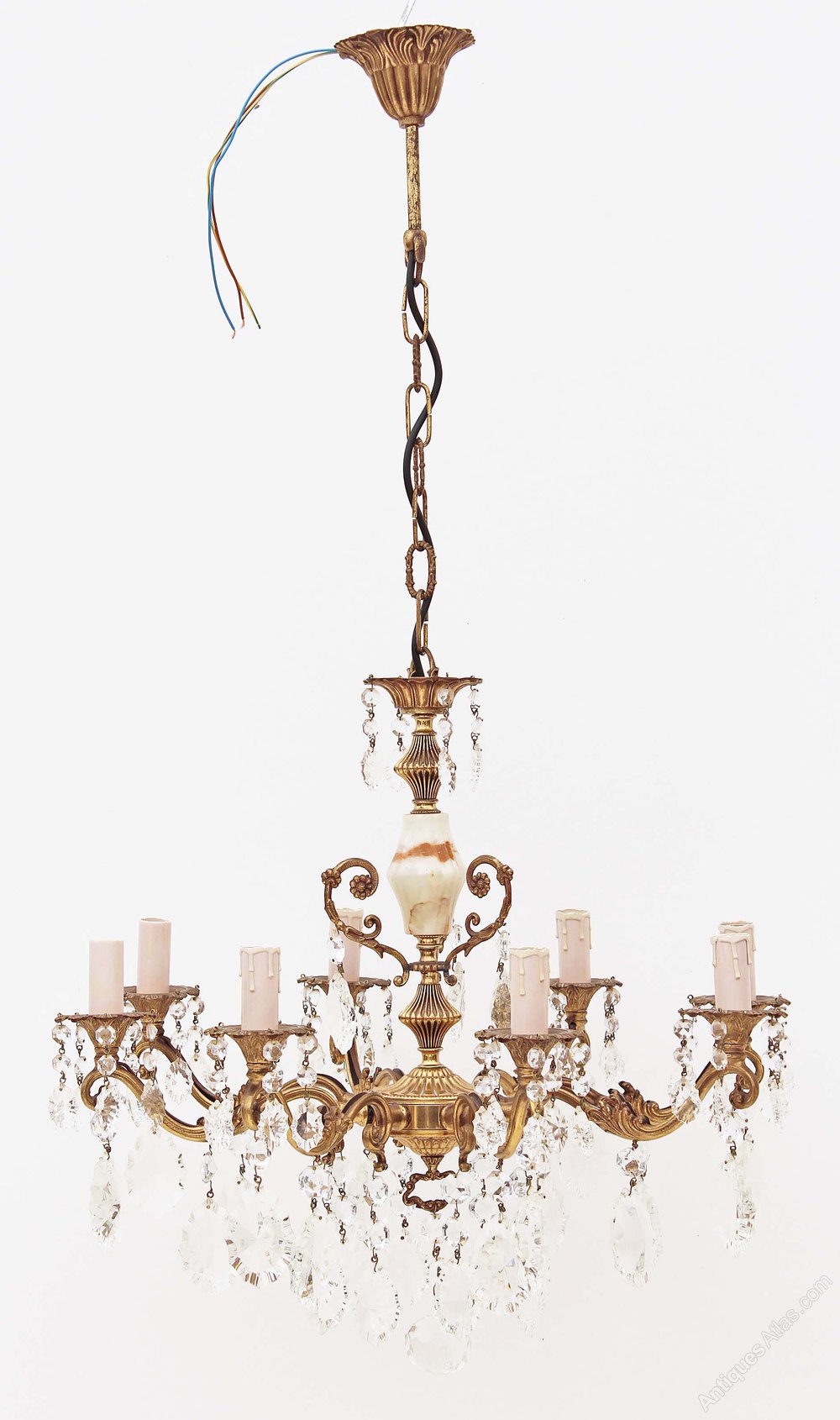 Antiques Atlas 8 Lamp Ormolu Brass Bronze Onyx Crystal Chandelier
