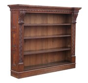 Antique 19th Century Large Carved Oak Bookcase 