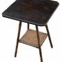 Antique Bamboo and Leather Side / Hall Lamp Table 