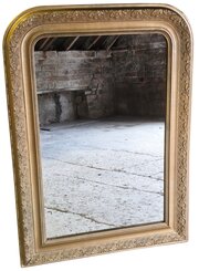 Antique Large C1900 Gilt Overmantle Wall Mirror